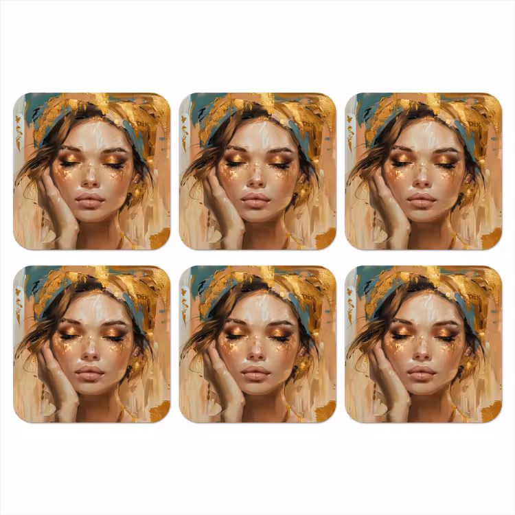 Onderzetter - Vrouwen - Portret - Luxe - Goud — 1