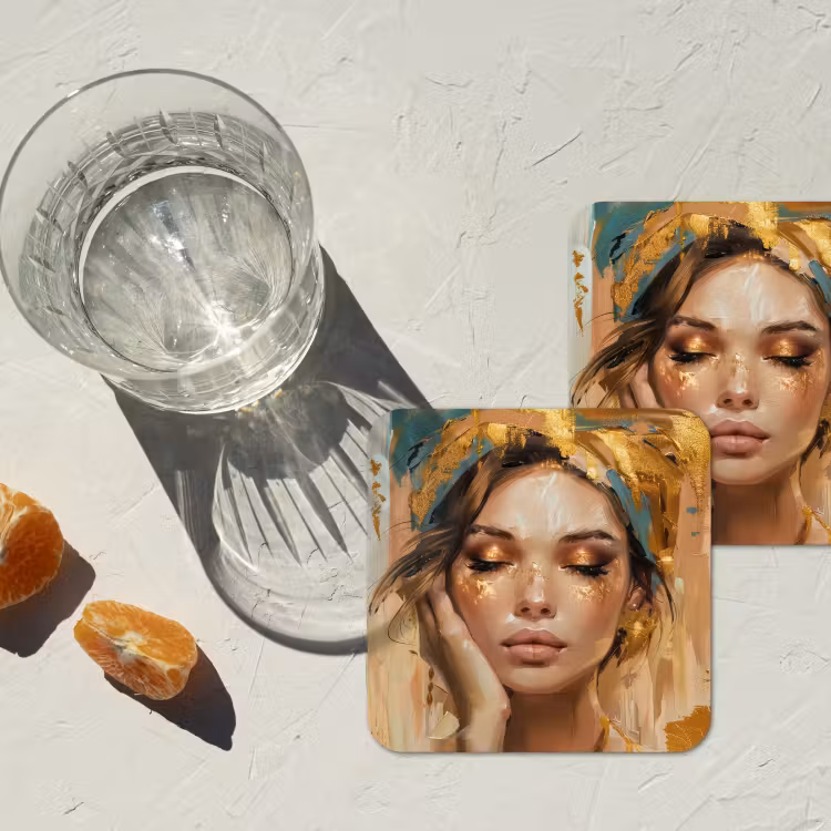 Onderzetter - Vrouwen - Portret - Luxe - Goud — 3