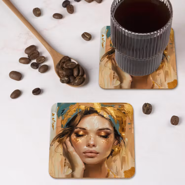 Onderzetter - Vrouwen - Portret - Luxe - Goud — 4