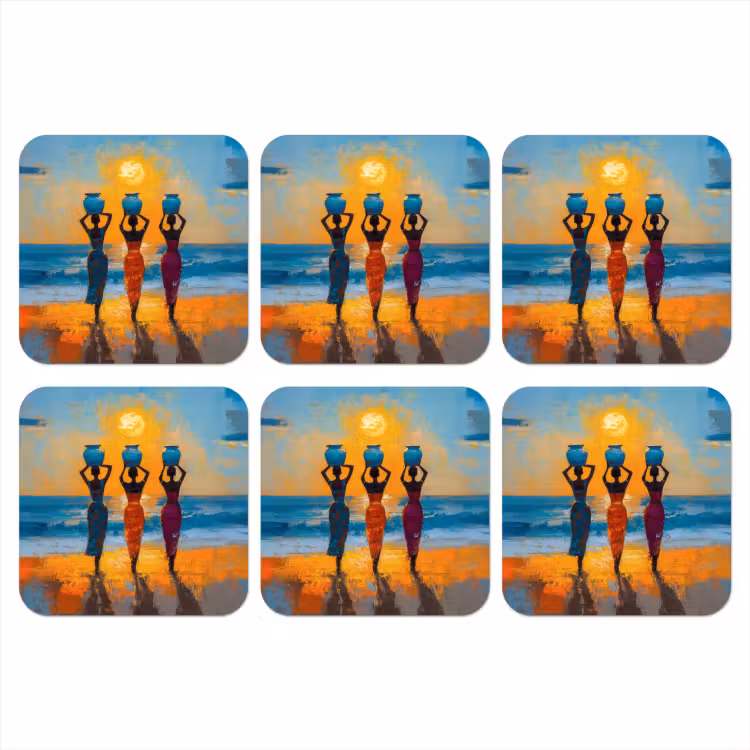 Onderzetter - Vrouwen - Strand - Zondsondergang — 1