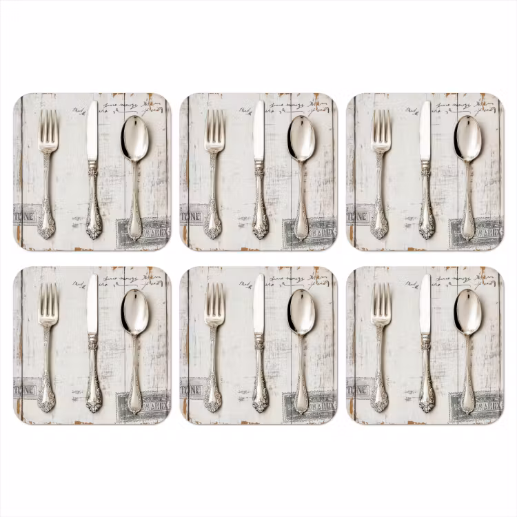 Onderzetter - Zilver - Bestek - Hout — 1