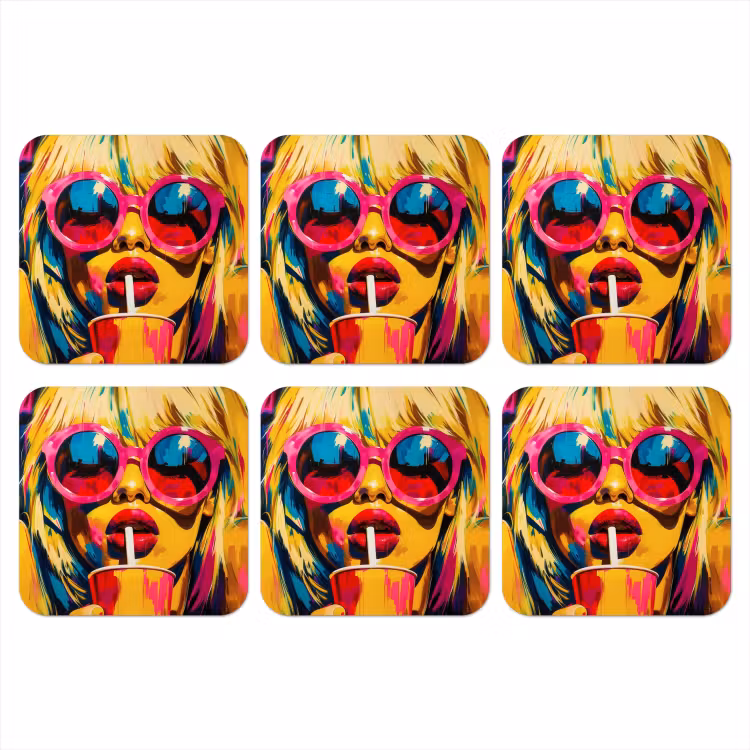Onderzetter - Zonnebril - Roze - Vrouw - Rietje — 1
