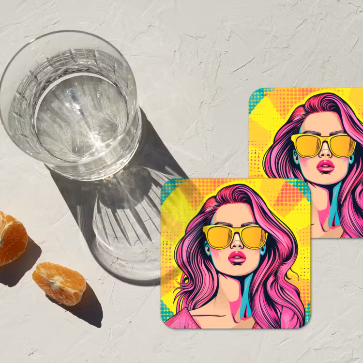 Onderzetter - Zonnebril - Vrouw - Zonnig - Geel — 3