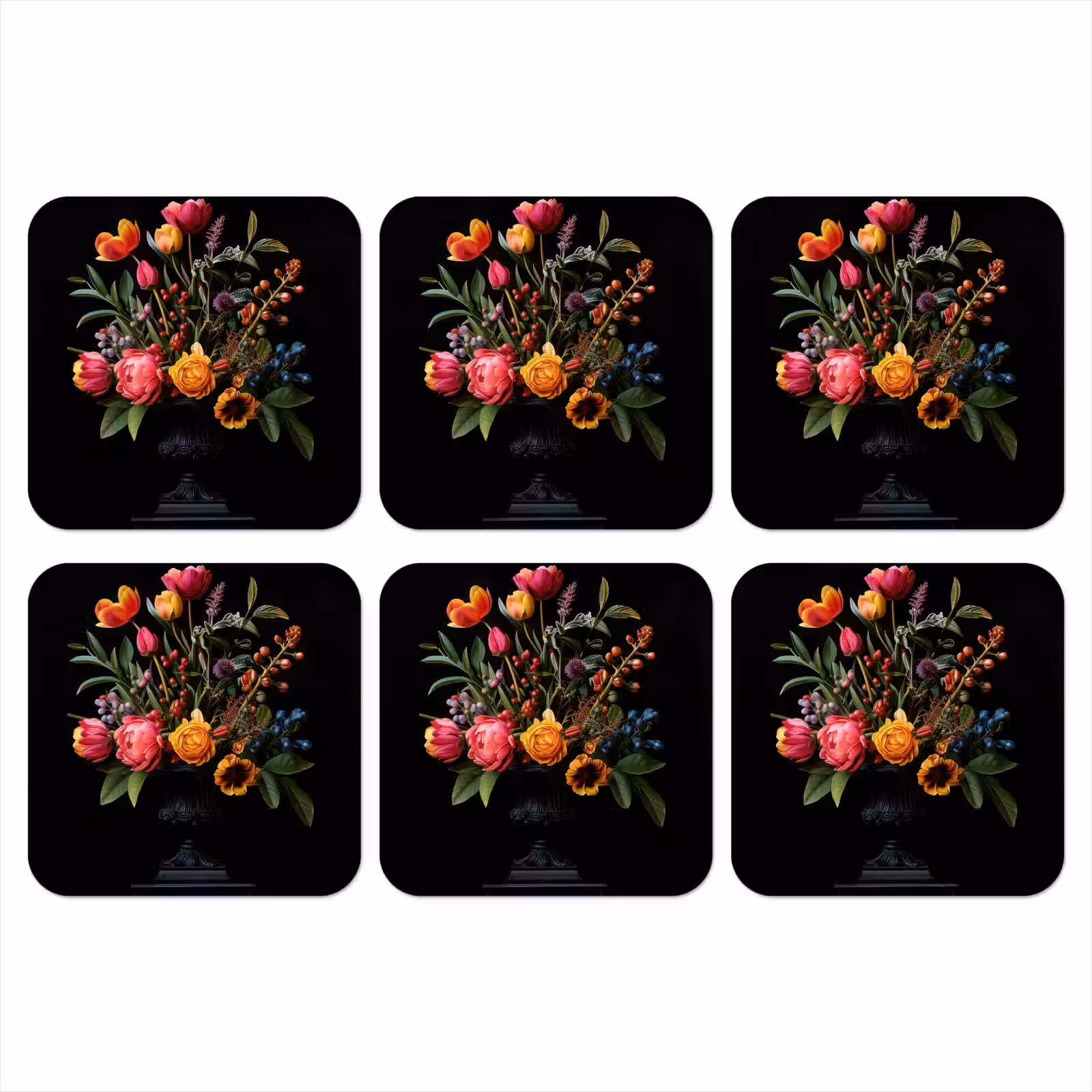 Onderzetter - Tulpen - Bessen - Boeket - Vaas — 1
