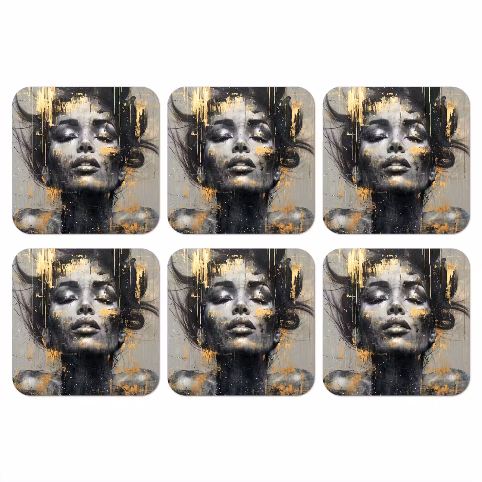 Onderzetter - Vrouw - Kunst - Goud - Abstract - Glamour — 1