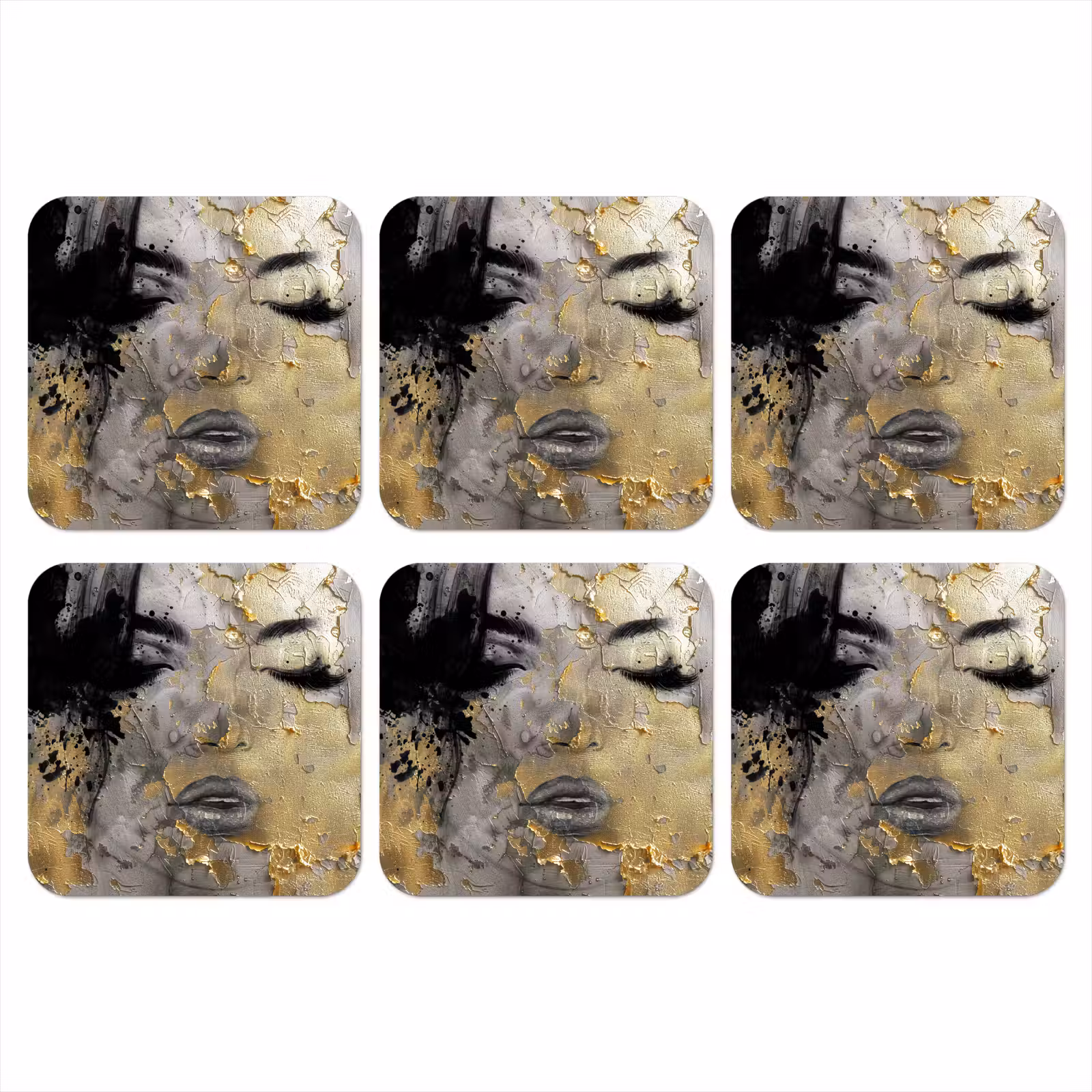 Onderzetter - Vrouw - Kunst - Goud - Zwart — 1