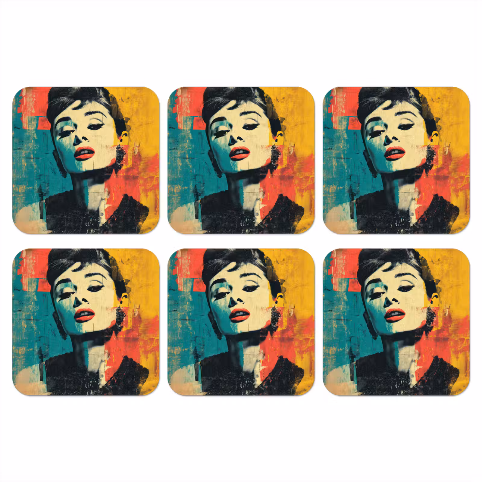 Onderzetter - Vrouw - Rode lippen - Expressief - Grafisch — 1