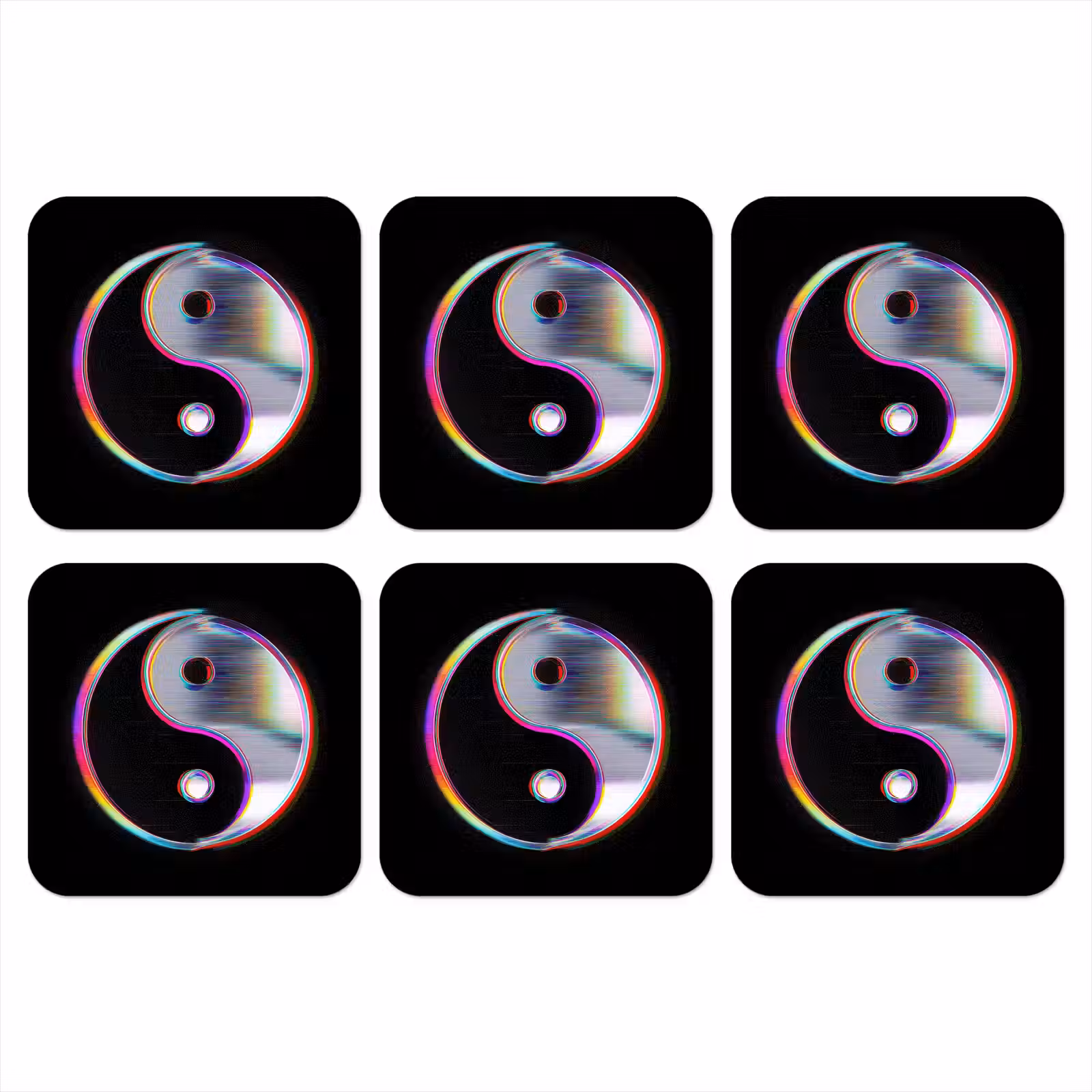 Onderzetter - Yin-Yang - Cirkel - Regenboog — 1