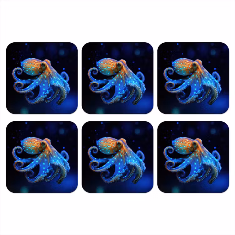 Onderzetter​ - Octopus - Stippen - Blauw - Zee — 1
