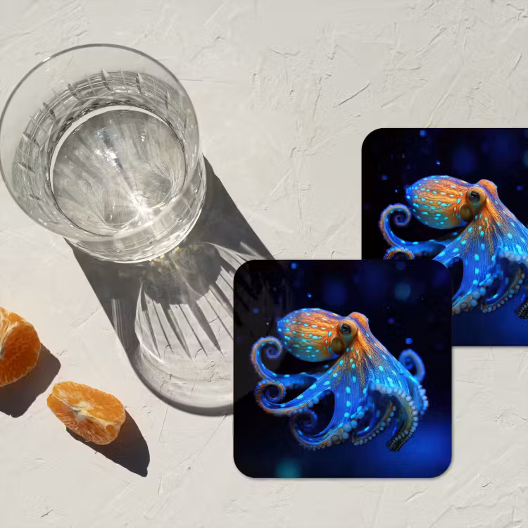 Onderzetter​ - Octopus - Stippen - Blauw - Zee — 3
