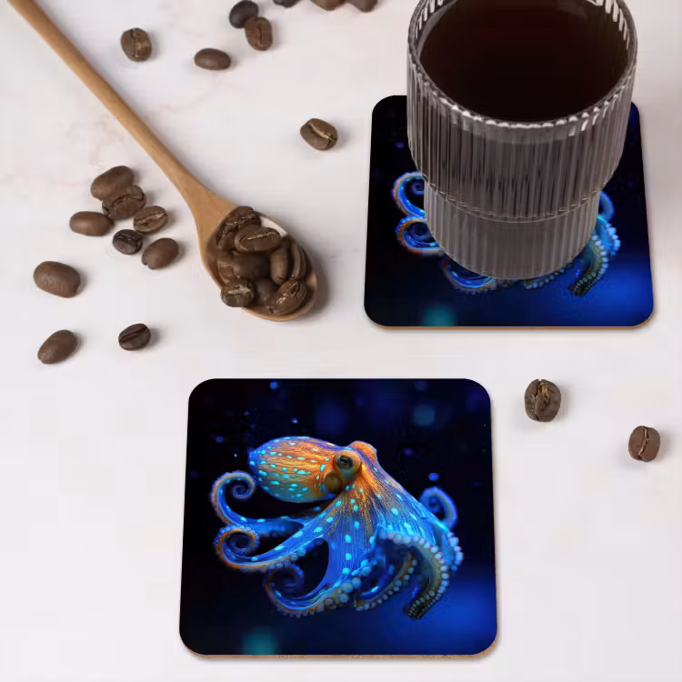 Onderzetter​ - Octopus - Stippen - Blauw - Zee — 4