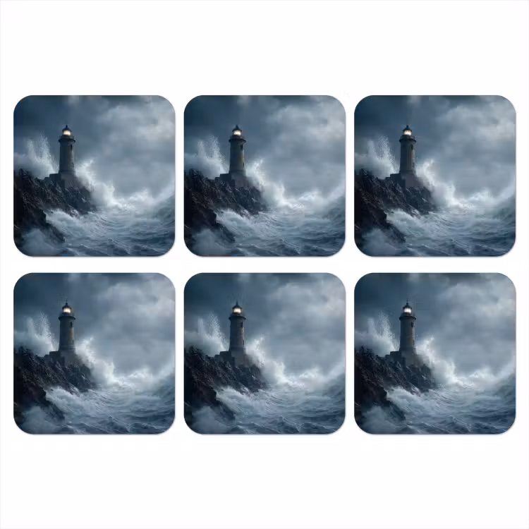 Onderzetter​ - Rotsen - Vuurtoren - Golven - Klliffen — 1