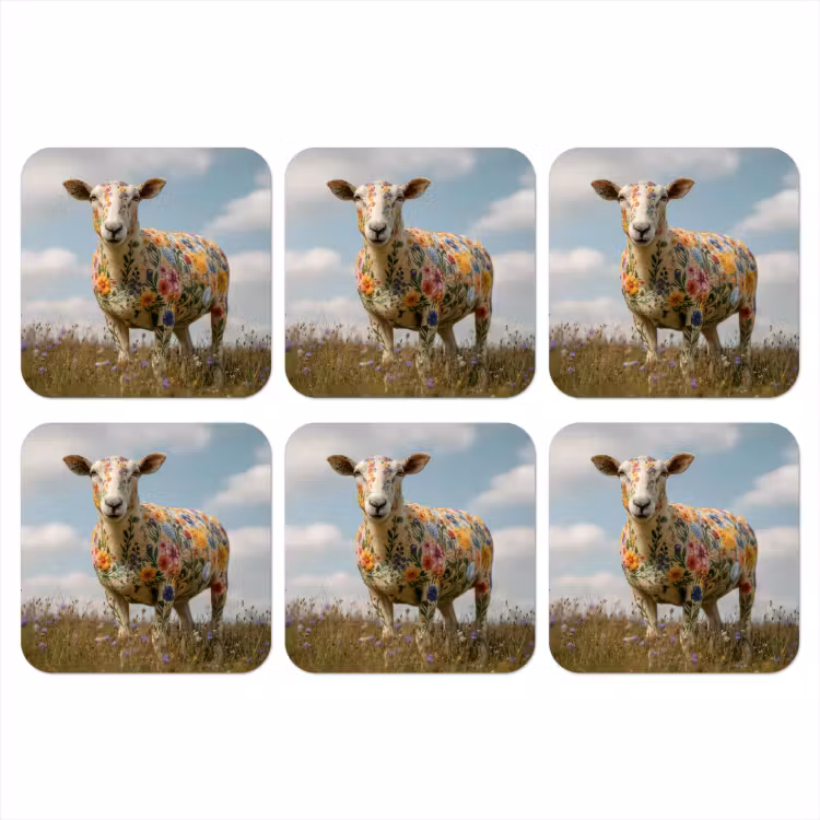 Onderzetter​ - Schaap - Bloemen - Weide — 1
