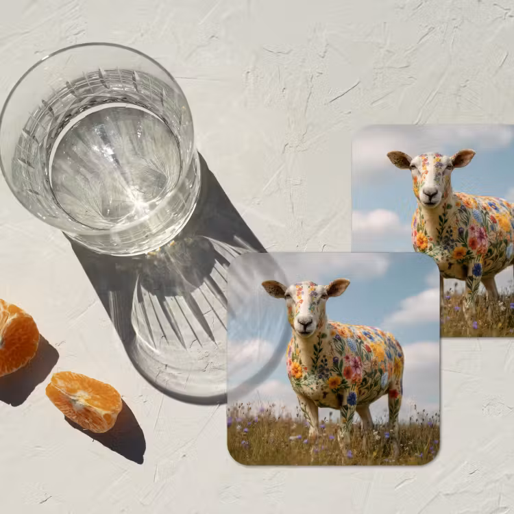 Onderzetter​ - Schaap - Bloemen - Weide — 3