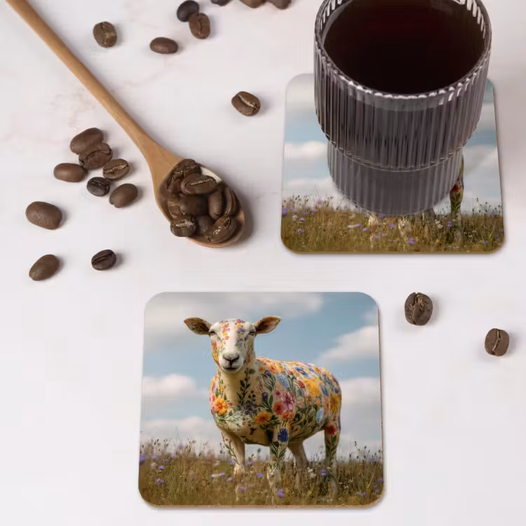 Onderzetter​ - Schaap - Bloemen - Weide — 4