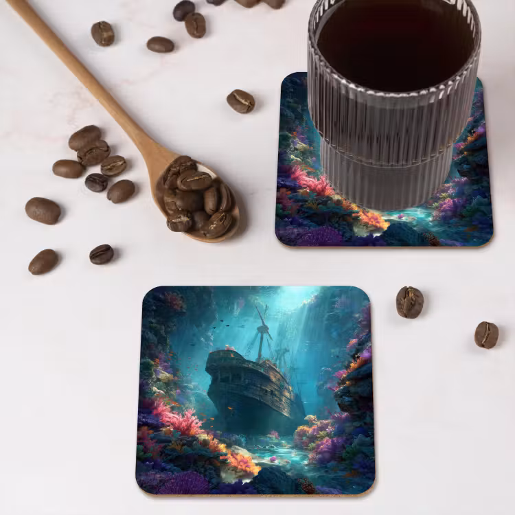Onderzetter - Schip - Hout - Koraalriffen - Zonlicht — 4