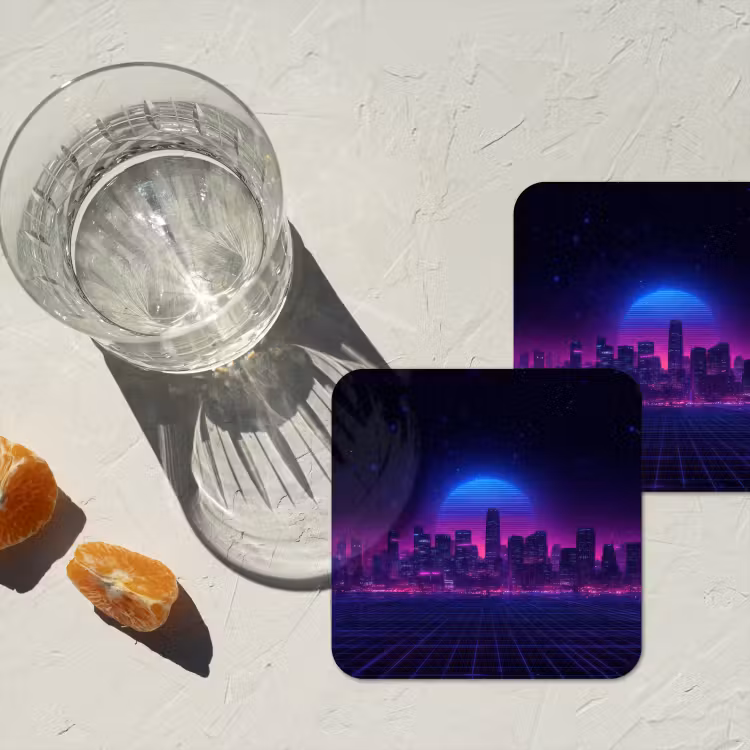 Onderzetter - Skyline - Zon - Neon - Rasterpatroon — 3