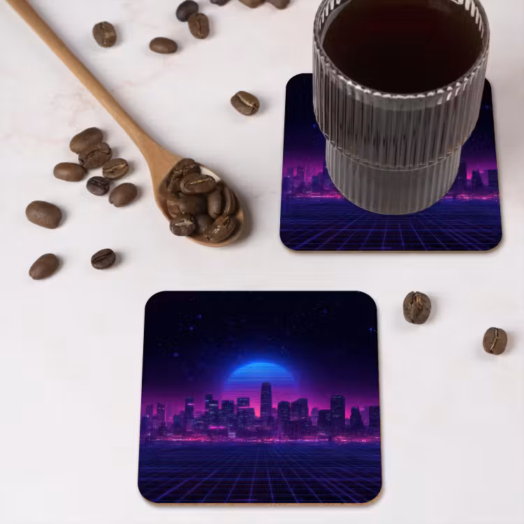 Onderzetter - Skyline - Zon - Neon - Rasterpatroon — 4