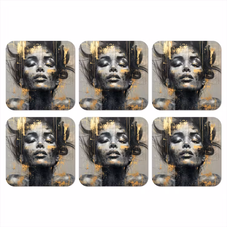 Onderzetter - Vrouw - Kunst - Goud - Abstract - Glamour — 1