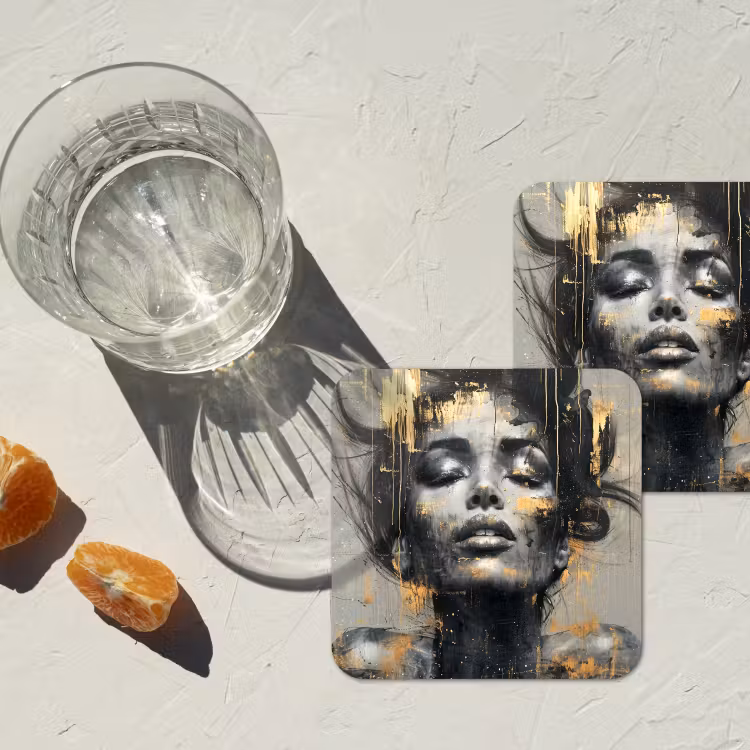Onderzetter - Vrouw - Kunst - Goud - Abstract - Glamour — 3