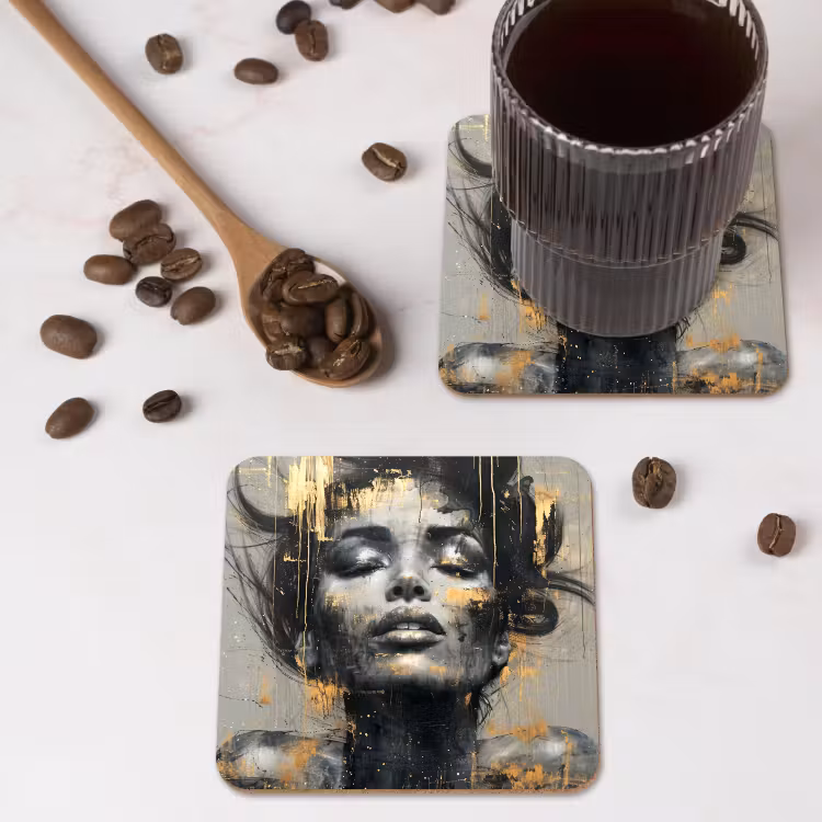 Onderzetter - Vrouw - Kunst - Goud - Abstract - Glamour — 4