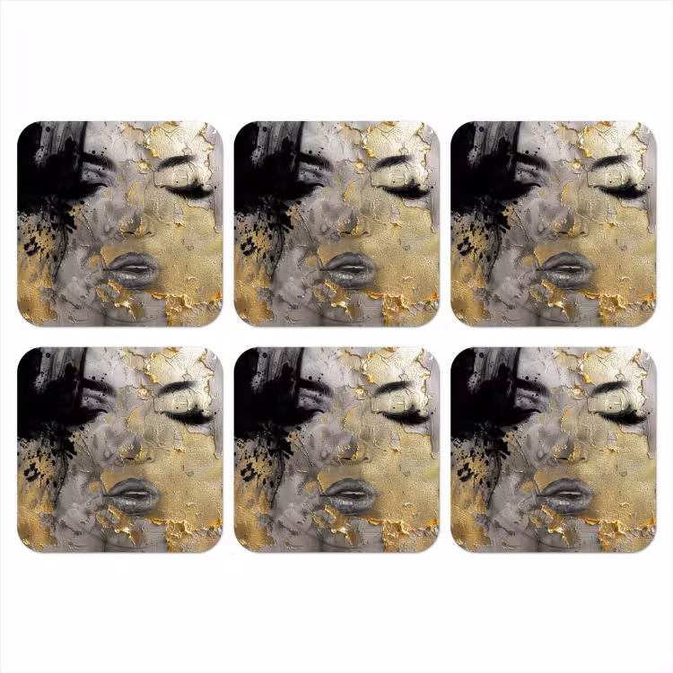 Onderzetter - Vrouw - Kunst - Goud - Zwart — 1