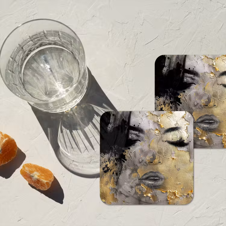 Onderzetter - Vrouw - Kunst - Goud - Zwart — 3