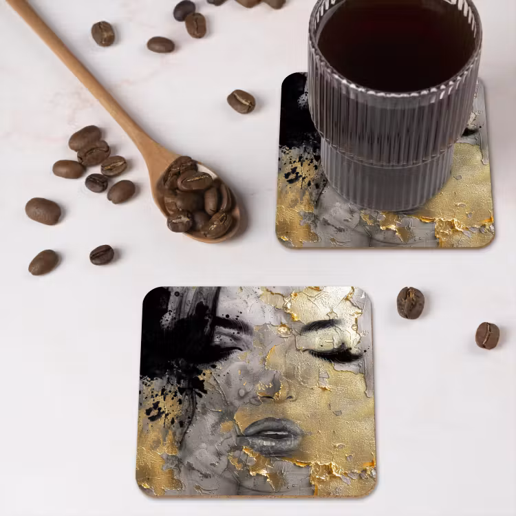 Onderzetter - Vrouw - Kunst - Goud - Zwart — 4