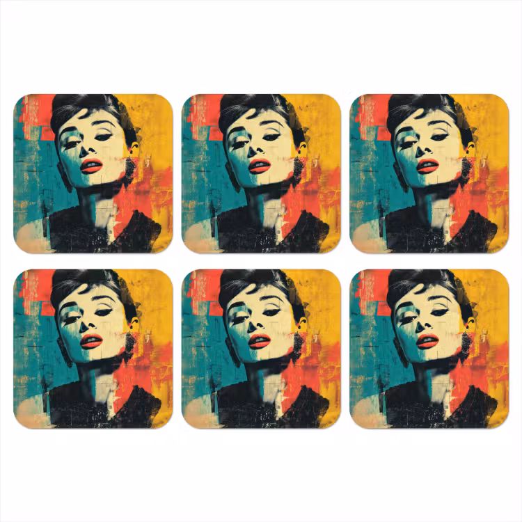 Onderzetter - Vrouw - Rode lippen - Expressief - Grafisch — 1