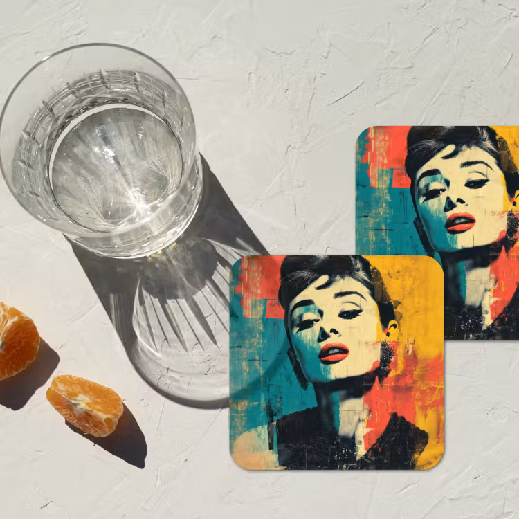 Onderzetter - Vrouw - Rode lippen - Expressief - Grafisch — 3