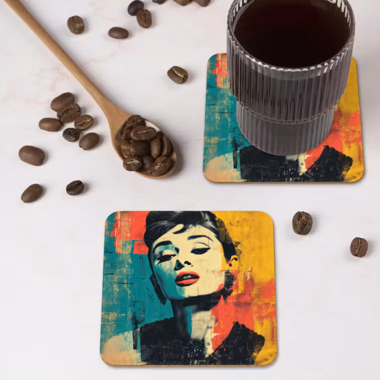 Onderzetter - Vrouw - Rode lippen - Expressief - Grafisch — 4