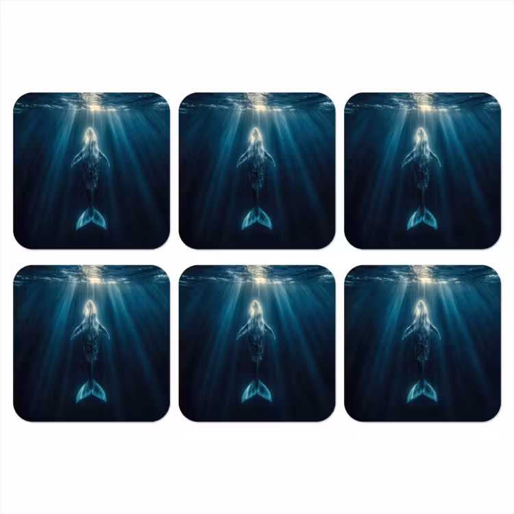 Onderzetter - Walvis - Water - Zonnestralen - Blauw — 1