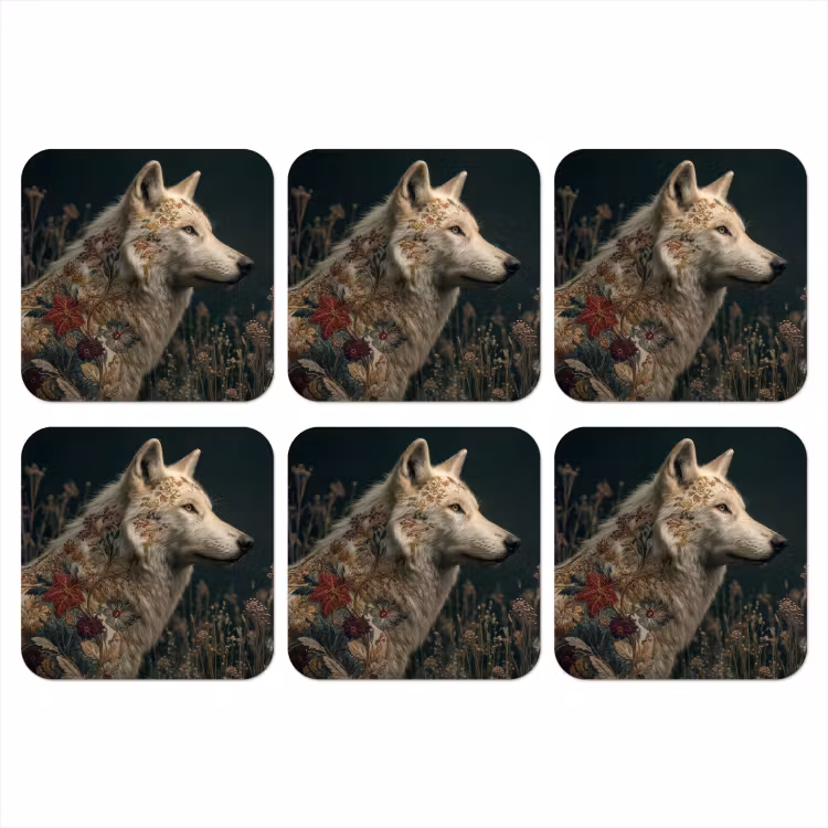 Onderzetter - Wolf - Bloemen - Natuur — 1