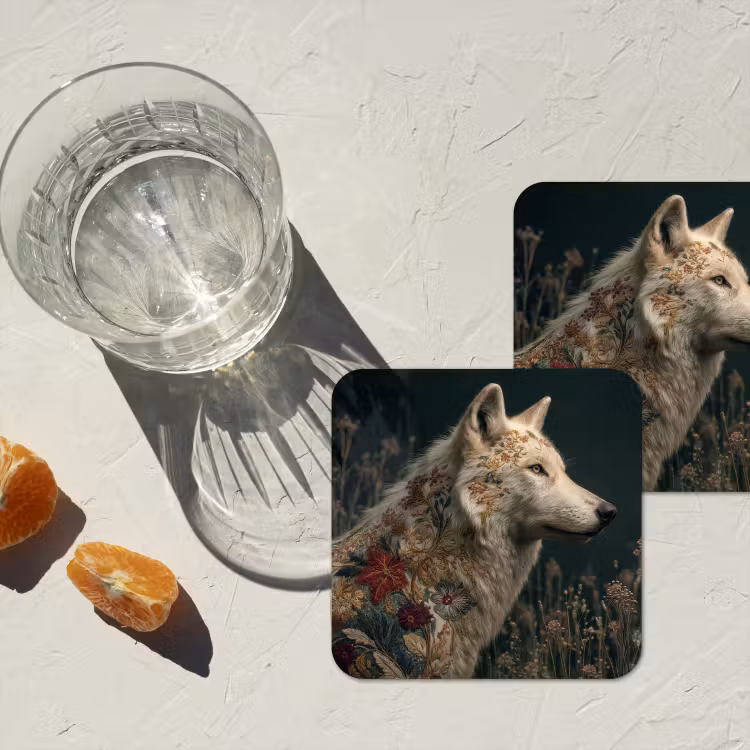 Onderzetter - Wolf - Bloemen - Natuur — 3