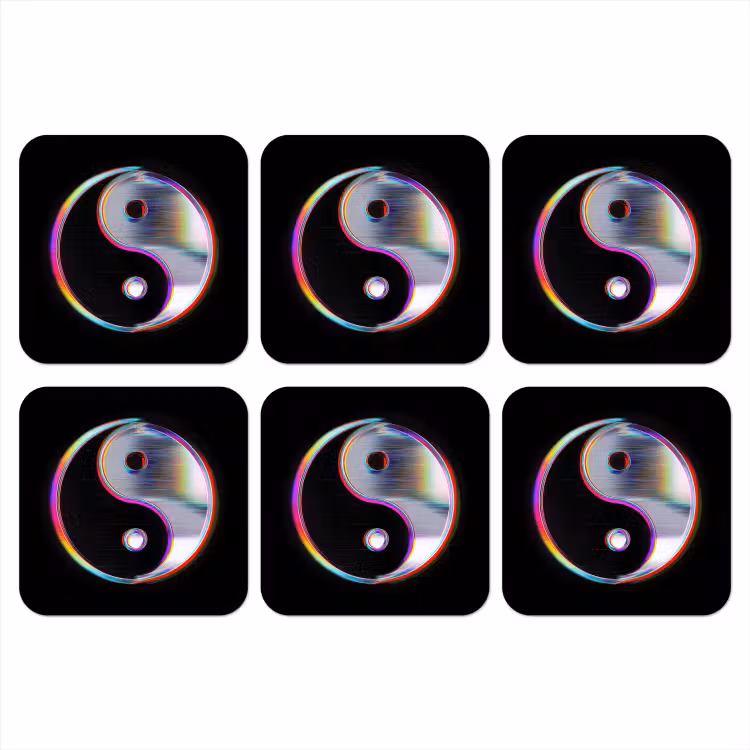 Onderzetter - Yin-Yang - Cirkel - Regenboog — 1