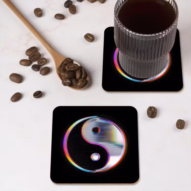 Onderzetter - Yin-Yang - Cirkel - Regenboog — 4