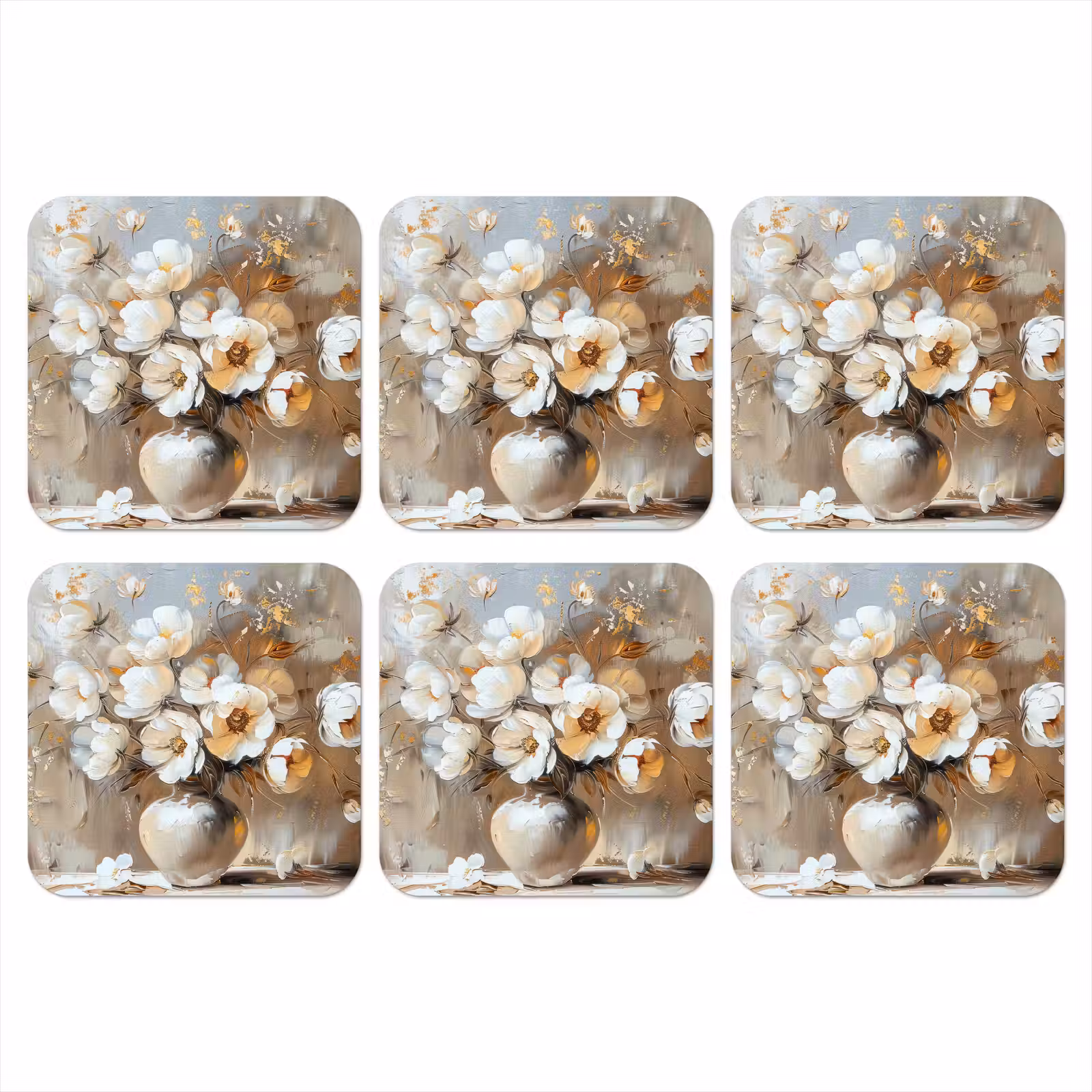Onderzetter - Vaas - Bloemen - Kunst - Goud — 1