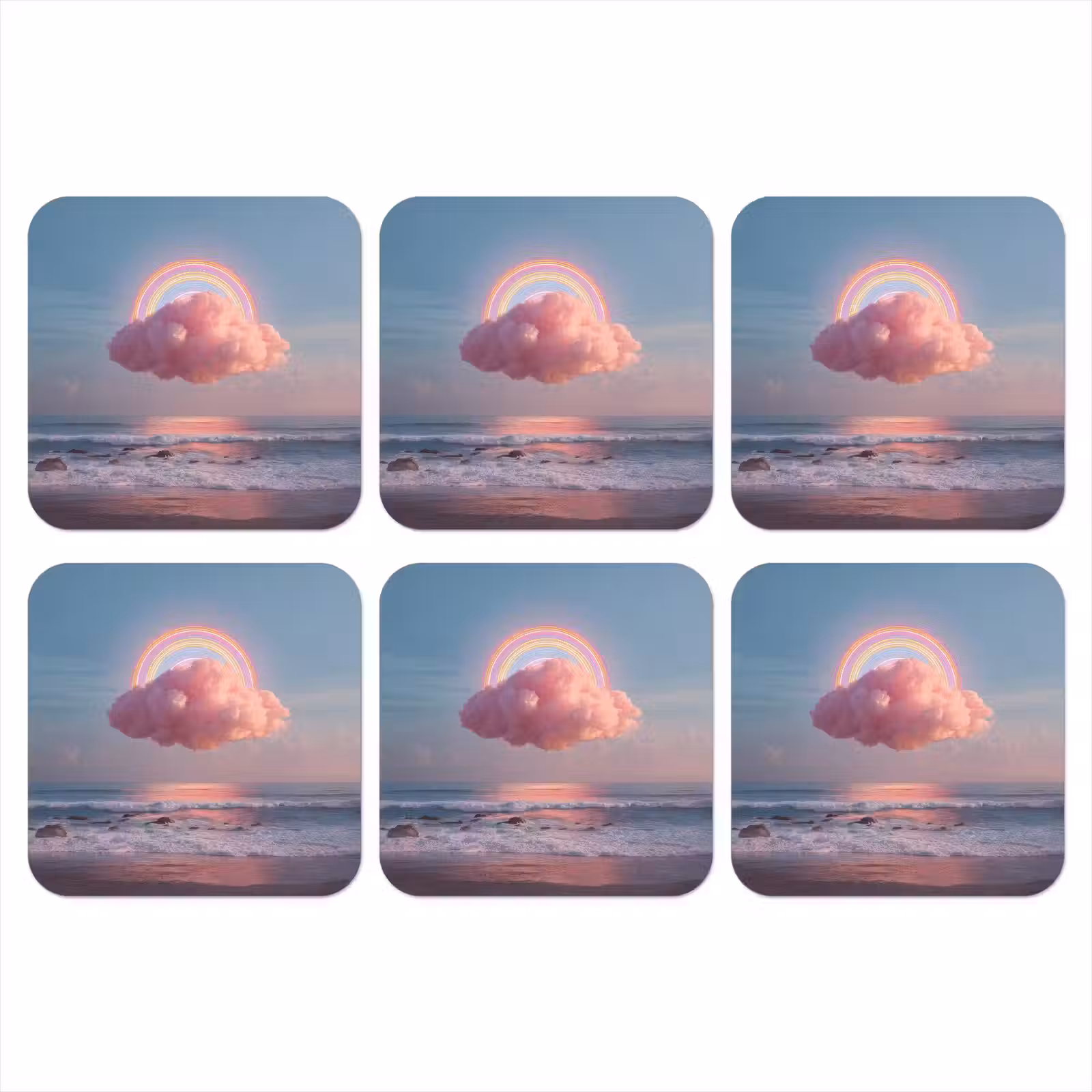 Onderzetter - Wolk - Regenboog - Zee — 1