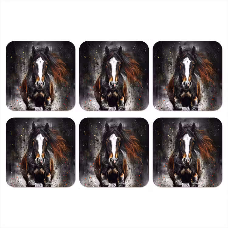Onderzetter - Paard - Dieren - Zwart - Luxe - Modern — 1