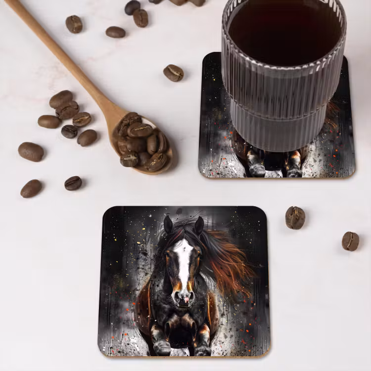 Onderzetter - Paard - Dieren - Zwart - Luxe - Modern — 4