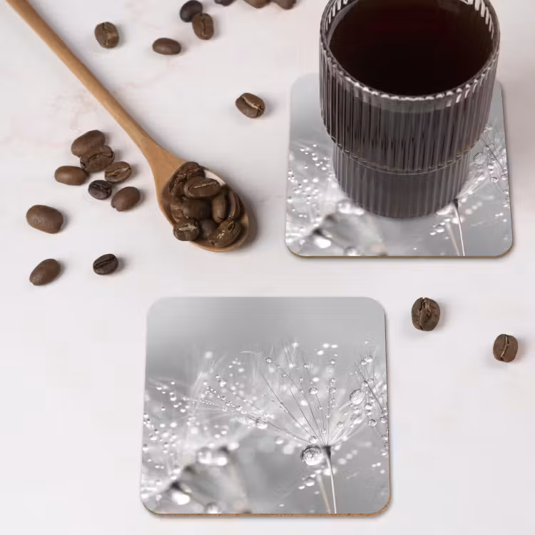 Onderzetter - Paardenbloem - Waterdruppels - Stilleven - Modern — 4