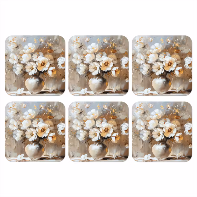 Onderzetter - Vaas - Bloemen - Kunst - Goud — 1