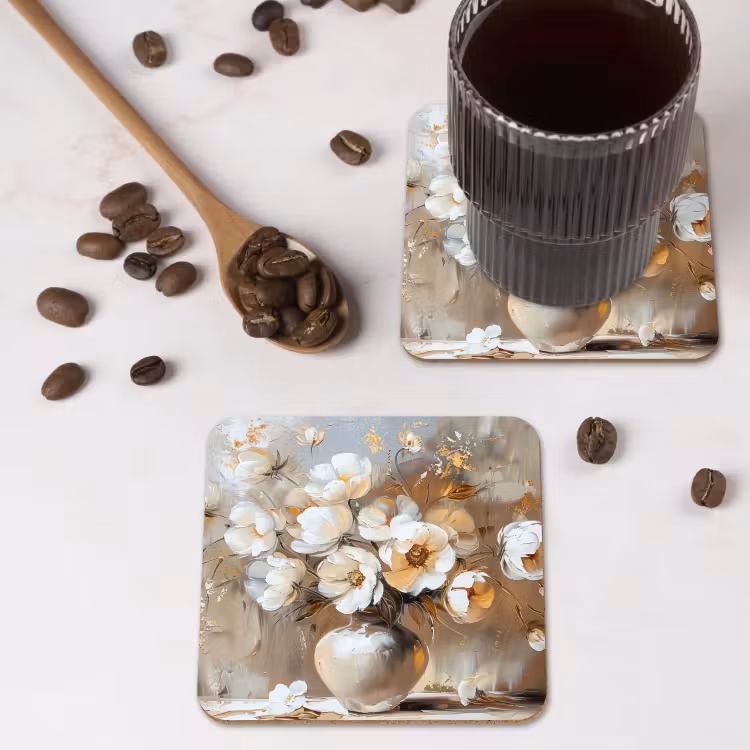Onderzetter - Vaas - Bloemen - Kunst - Goud — 4