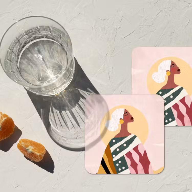 Onderzetter - Vrouw - Zon - Kleurrijk — 3