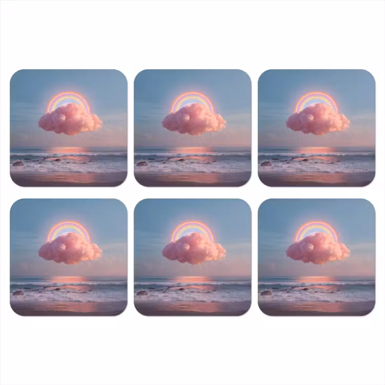 Onderzetter - Wolk - Regenboog - Zee — 1