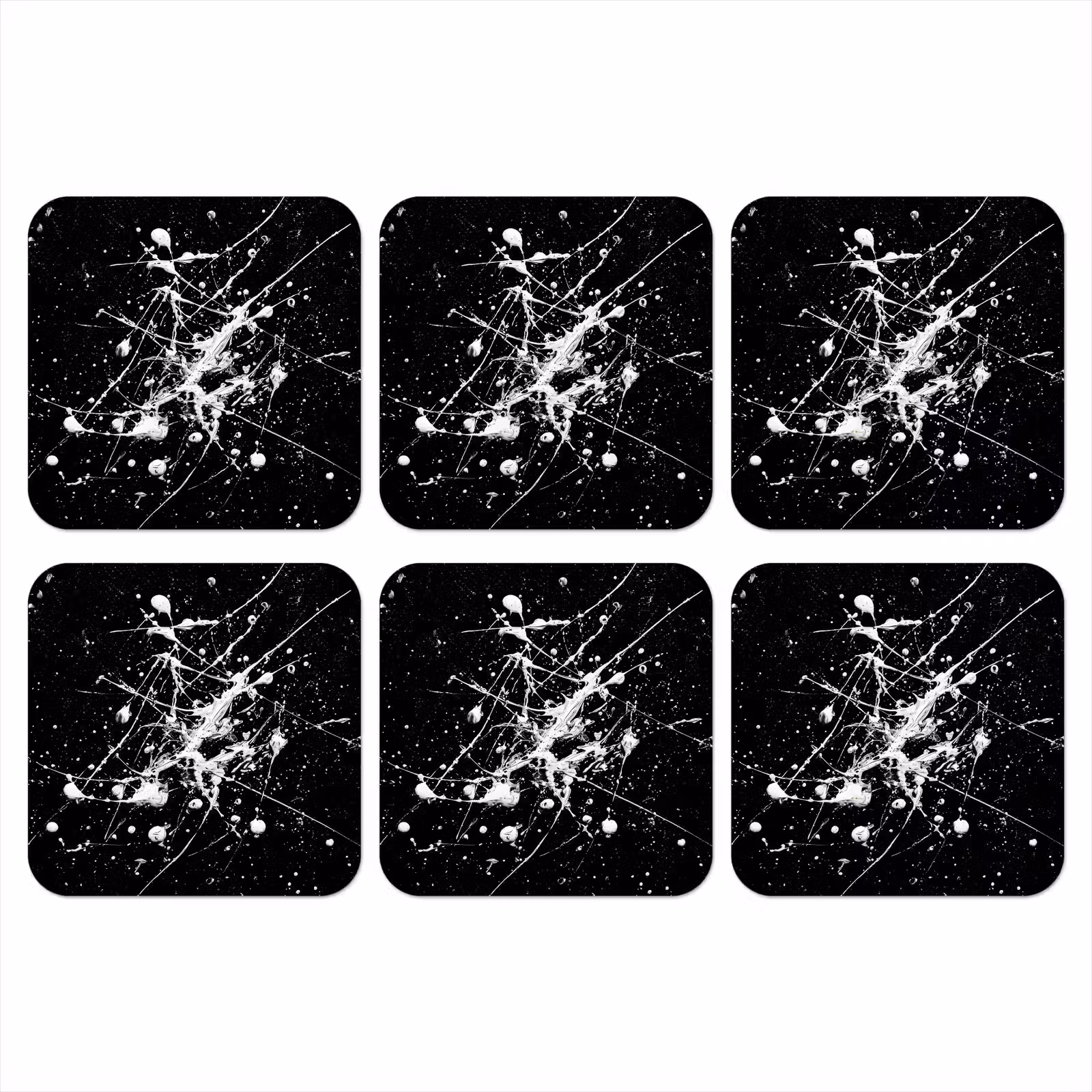 Onderzetter - Verfspatten - Wit - Abstract - Explosie — 1