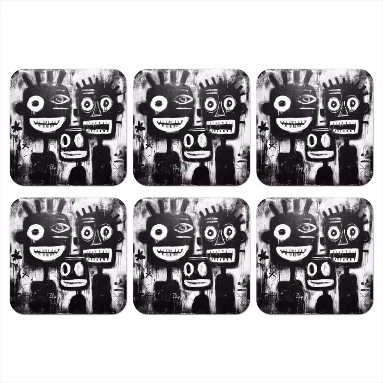 Onderzetter - Schilderij - Figuren - Zwart - Abstract — 1