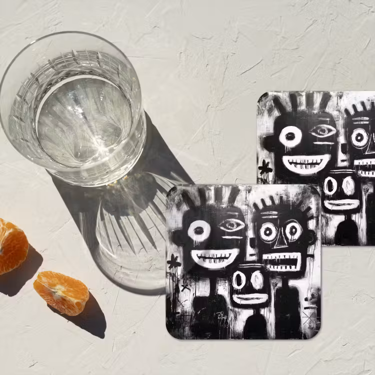 Onderzetter - Schilderij - Figuren - Zwart - Abstract — 3