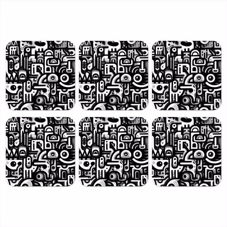 Onderzetter - Symbolen - Abstract - Grafisch - Zwart — 1