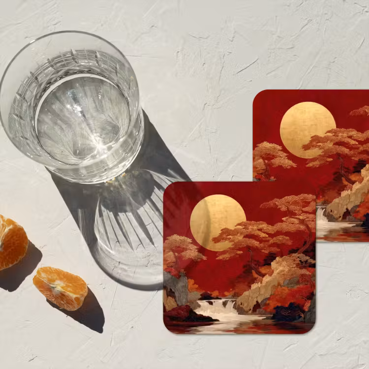 Onderzetter - Volle maan - Landschap - Waterval — 3